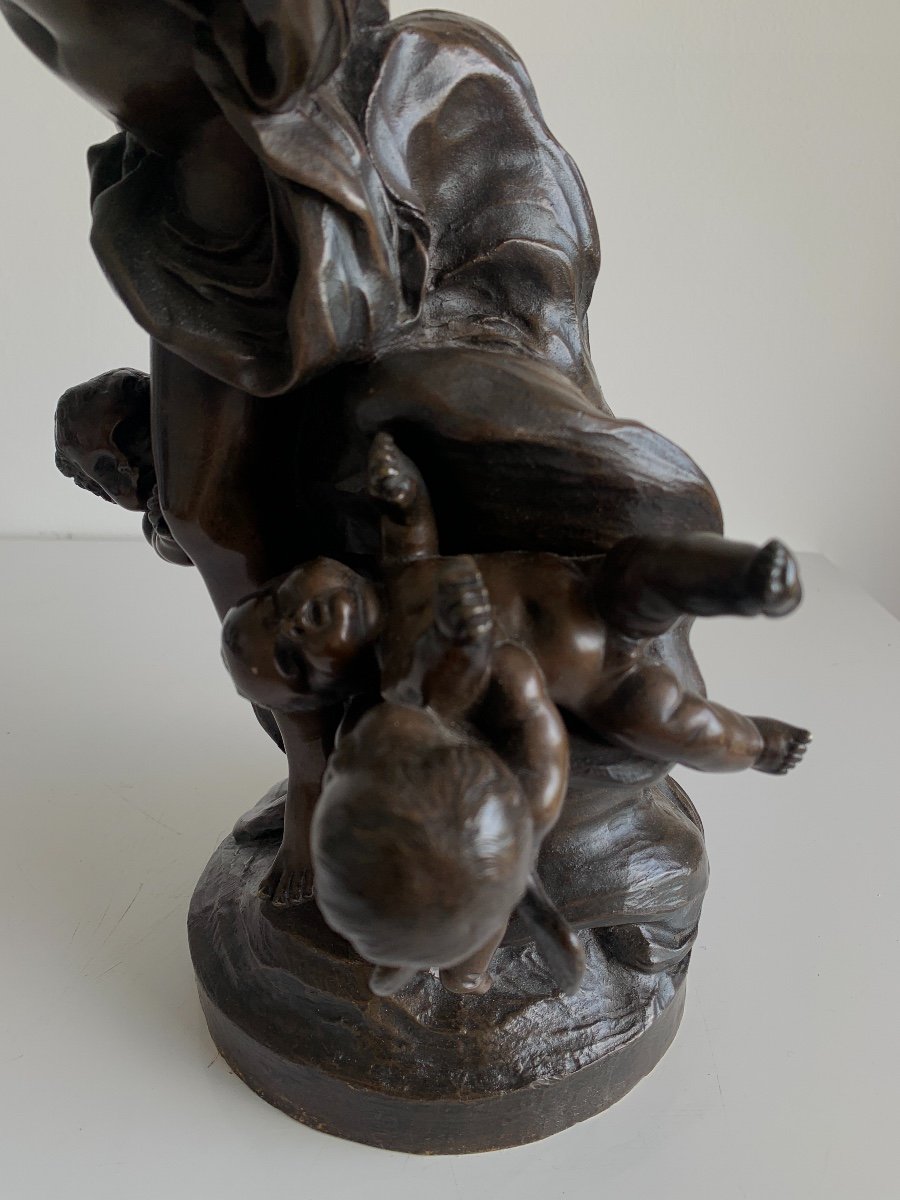 Cupidon Sur Un Nuage , Sculpture En Bronze -photo-4