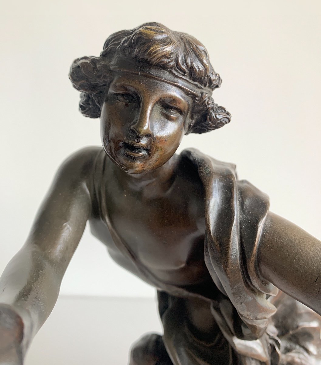 Cupidon Sur Un Nuage , Sculpture En Bronze -photo-5
