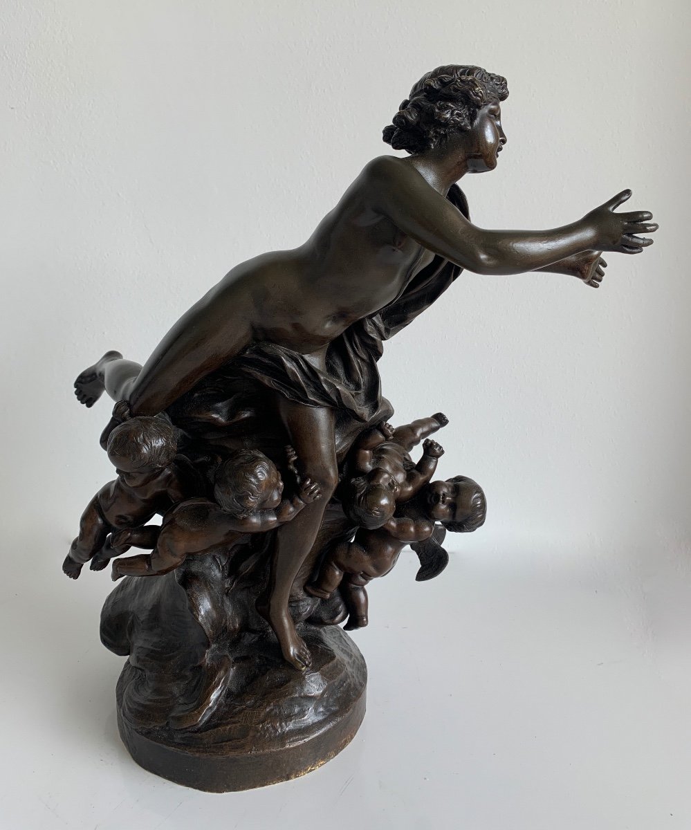 Cupidon Sur Un Nuage , Sculpture En Bronze -photo-8