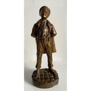 Bronze Subject Representing A Young Boy