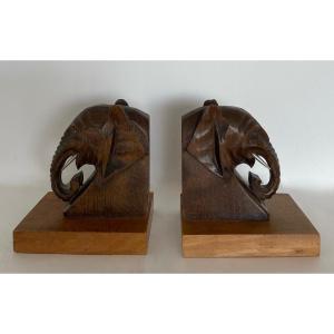 Bookends Representing Elephant Heads