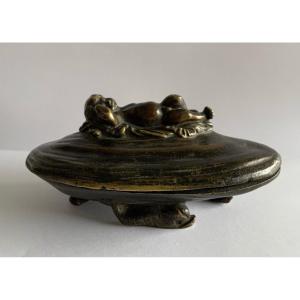 Putto On An Oyster, Small Bronze Box