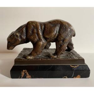 L’ours ,  Sujet En Bronze Signé Bourcart