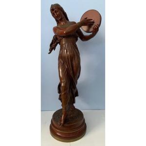 La Danseuse Au Tambourin , Bronze Signé Bourgeois