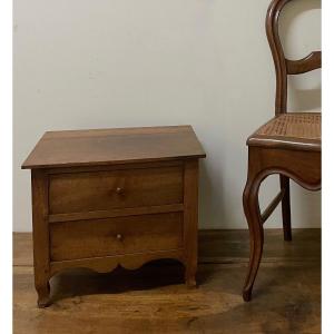 Small Low Children's Walnut Chest Of Drawers