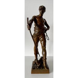 Belluaire à la panthère , sculpture en bronze