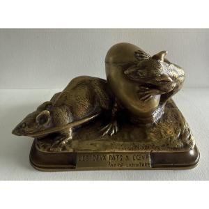 Les deux rats et l oeuf , sujet en bronze 