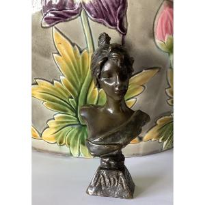 Alda Small Bronze Bust Signed Villanis