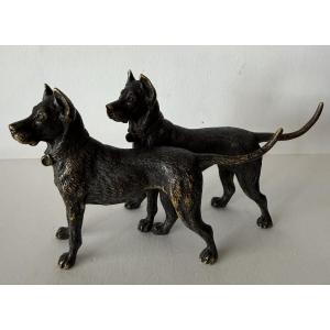 Pair Of Bronze Dogs