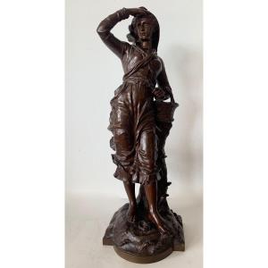 Seashell Fishing, Bronze Signed Charles Anfrie