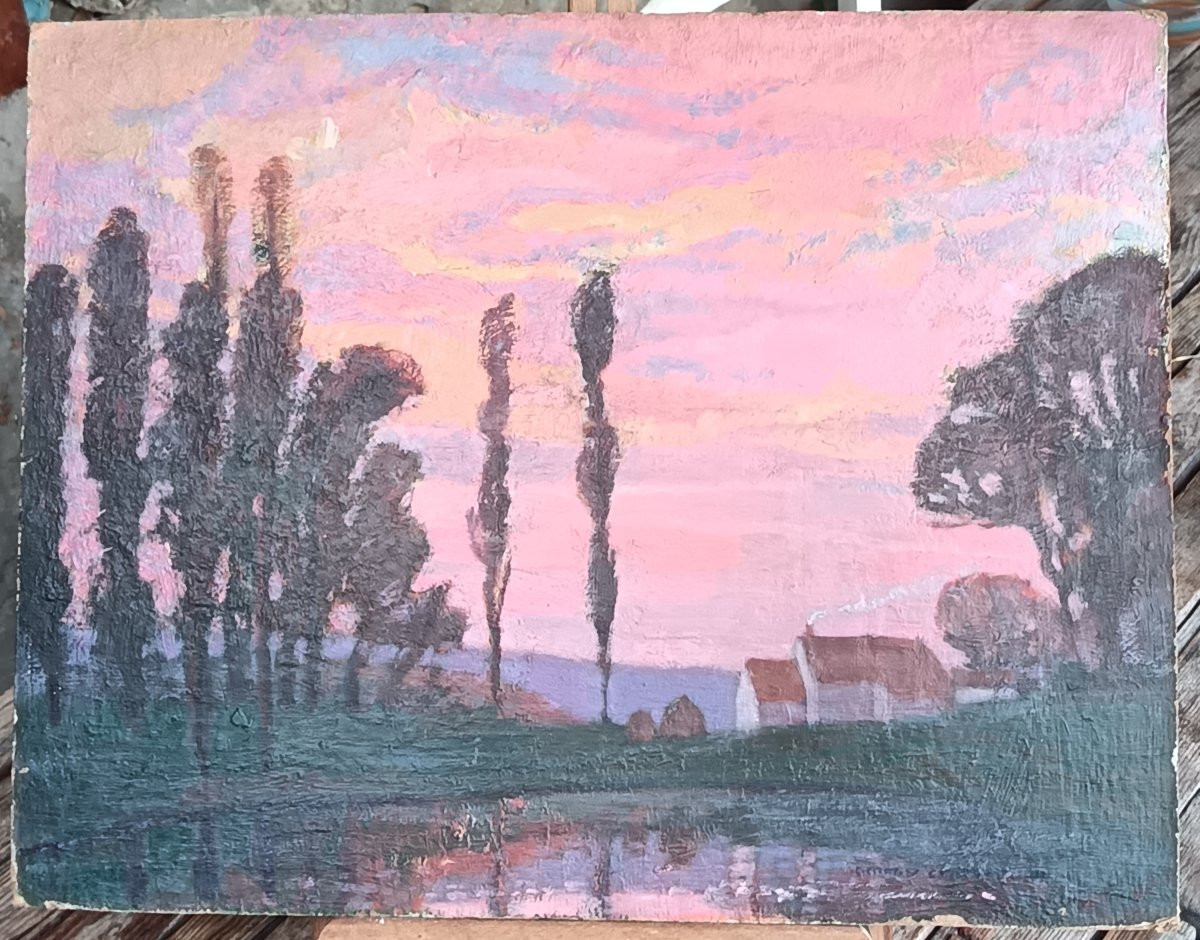Twilight, Symbolist Landscape By Georges Château, 1947-photo-1