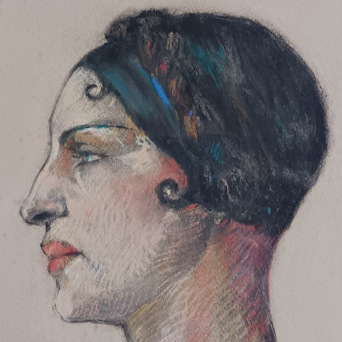 Gil CHABÉ – Portrait de femme – Pastel sur papier - vers 1930-photo-2
