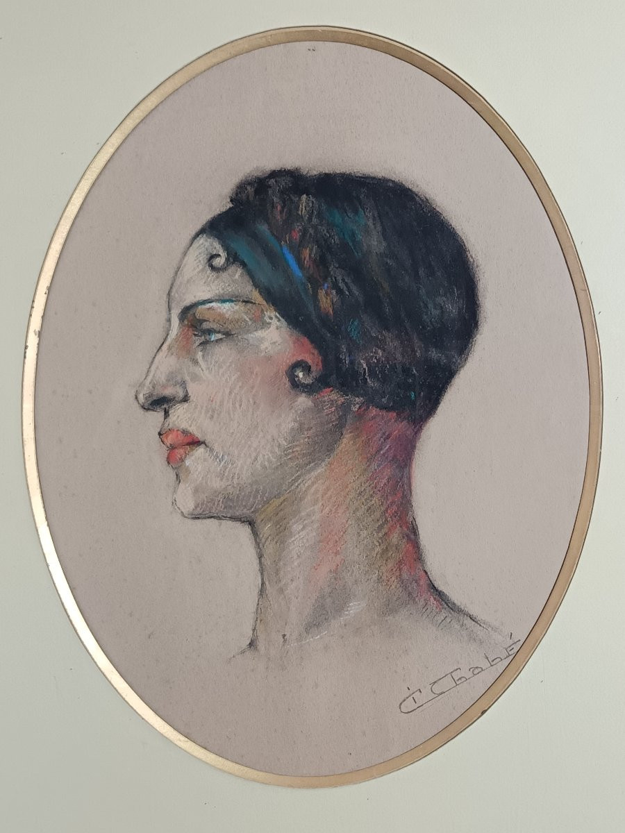 Gil CHABÉ – Portrait de femme – Pastel sur papier - vers 1930-photo-3