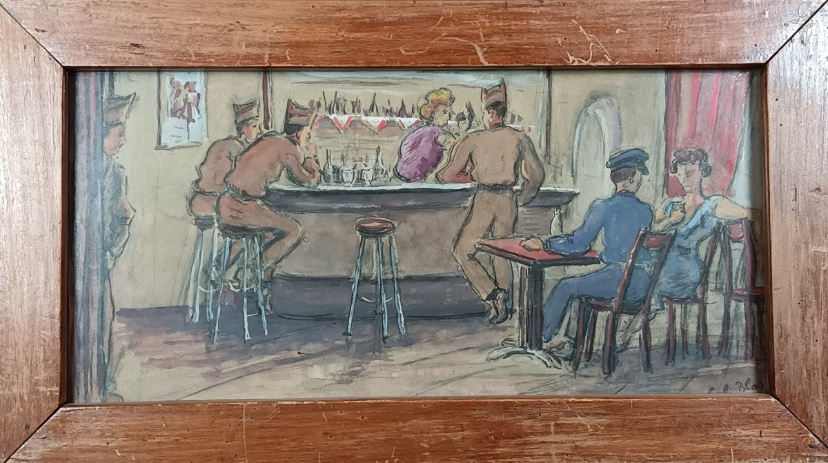 Florane (attribué à) – Au bordel militaire – Gouache sur papier - vers 1930-photo-4