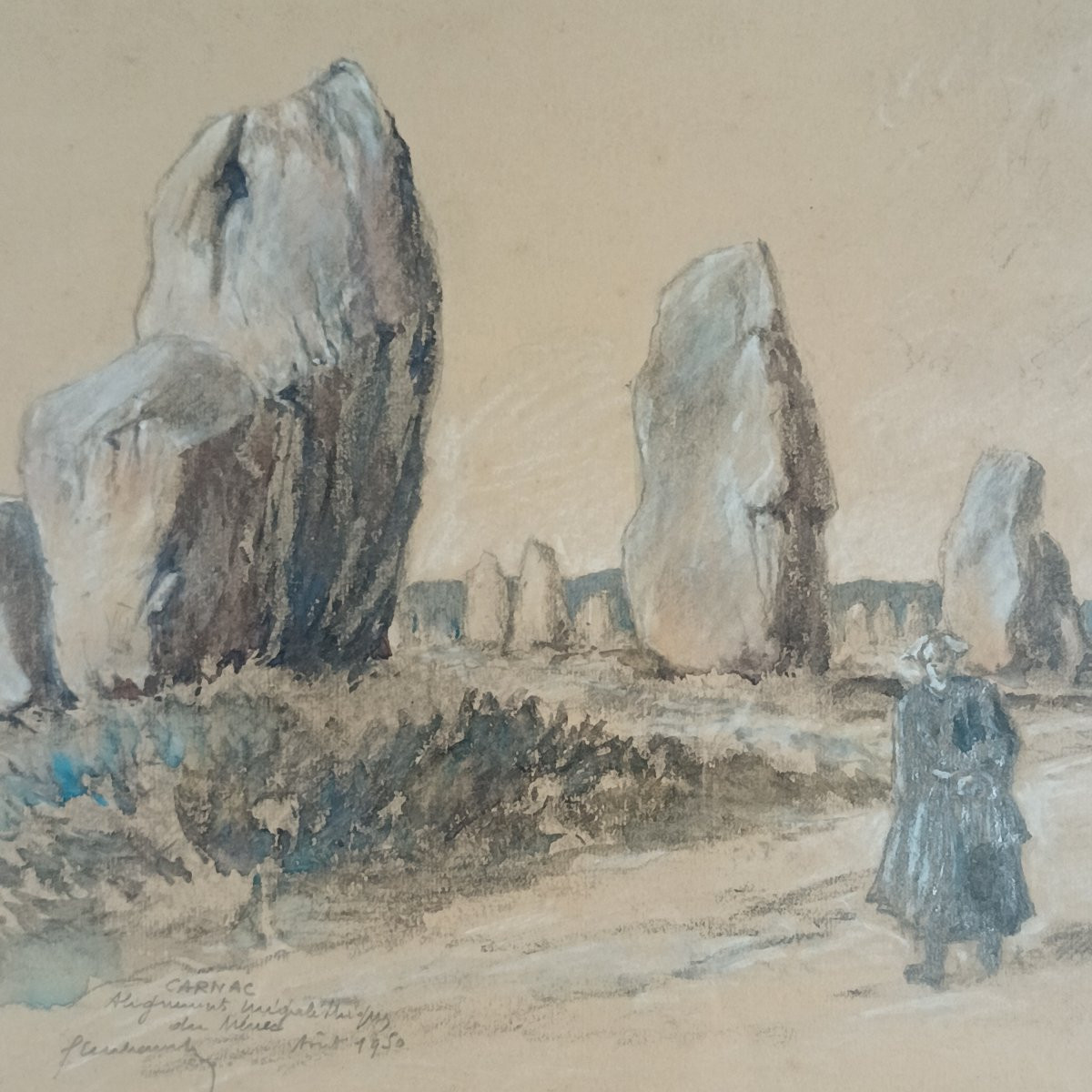 Les Alignements de Carnac – Technique mixte sur papier - 1950-photo-3