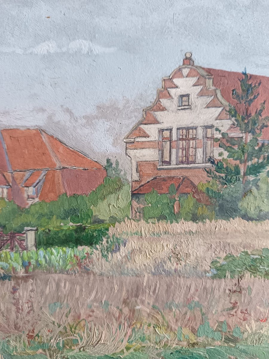Rodolphe WYTSMAN, Maison à Woluwe Saint Lambert, huile sur carton, vers 1920.-photo-2