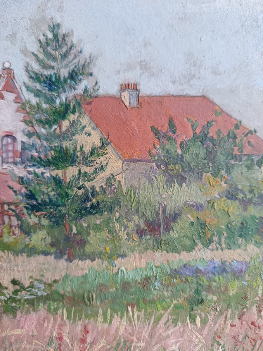 Rodolphe WYTSMAN, Maison à Woluwe Saint Lambert, huile sur carton, vers 1920.-photo-3