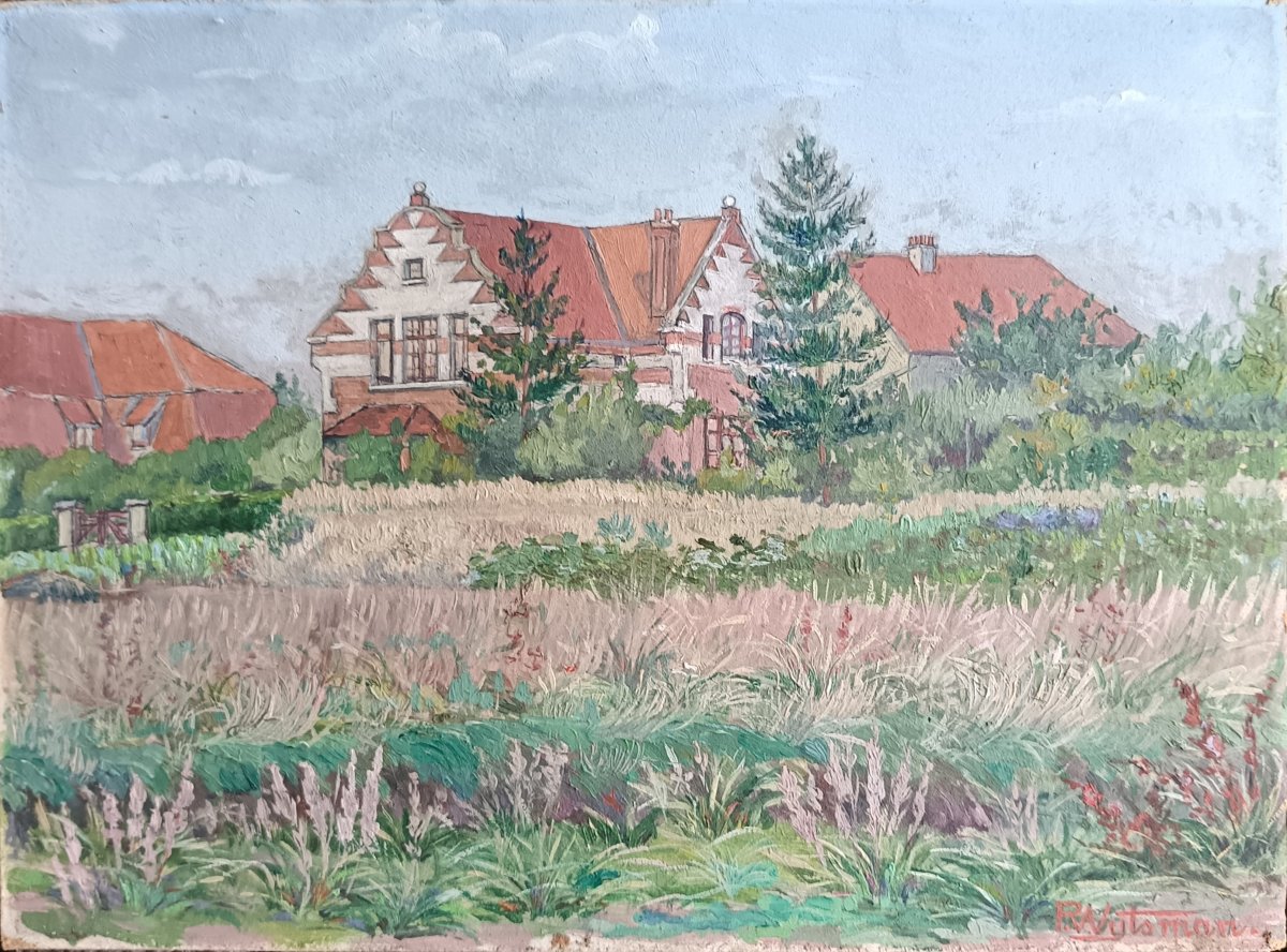 Rodolphe WYTSMAN, Maison à Woluwe Saint Lambert, huile sur carton, vers 1920.