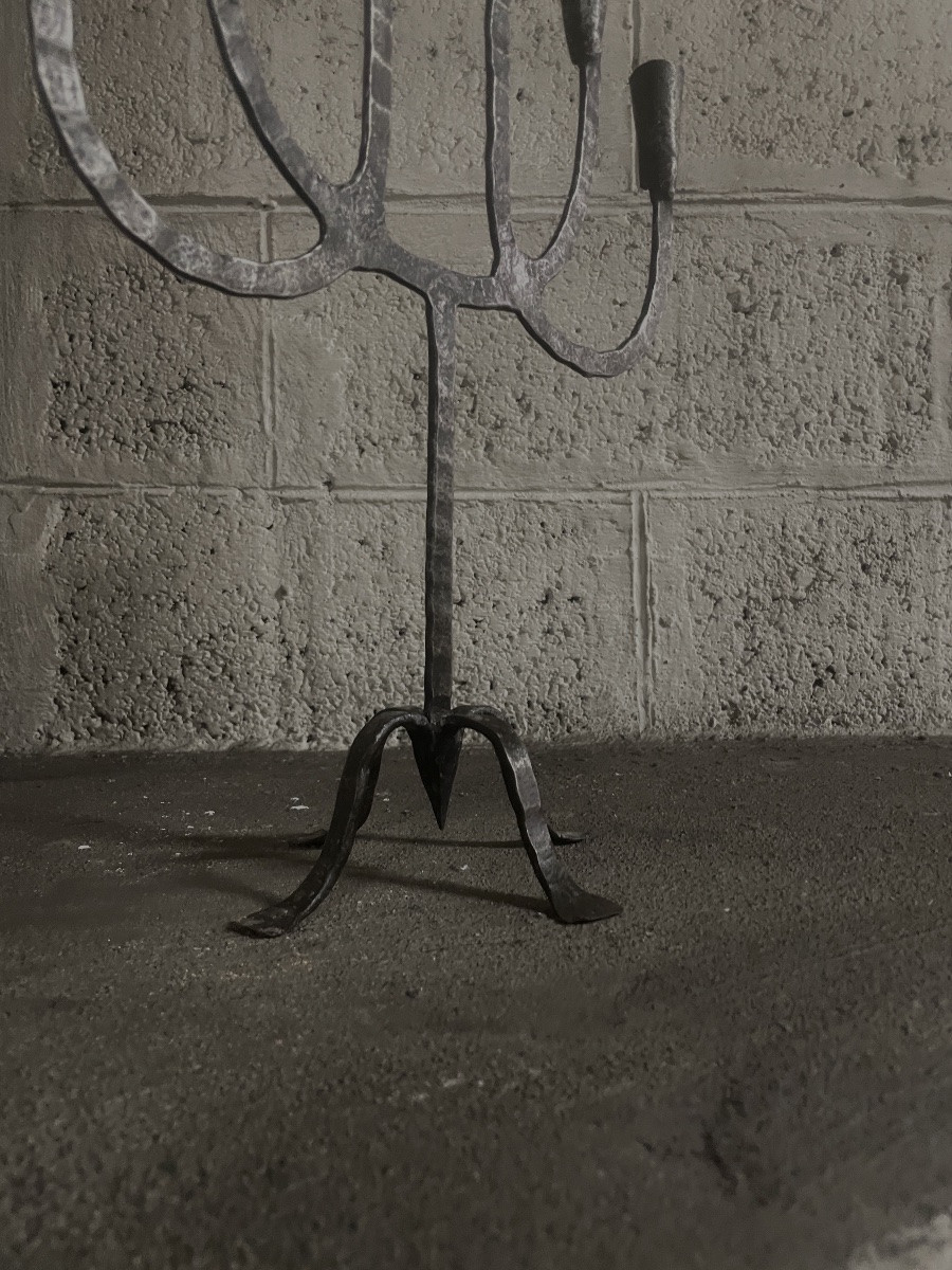 Large Brutalist 6-light Candlestick-photo-2