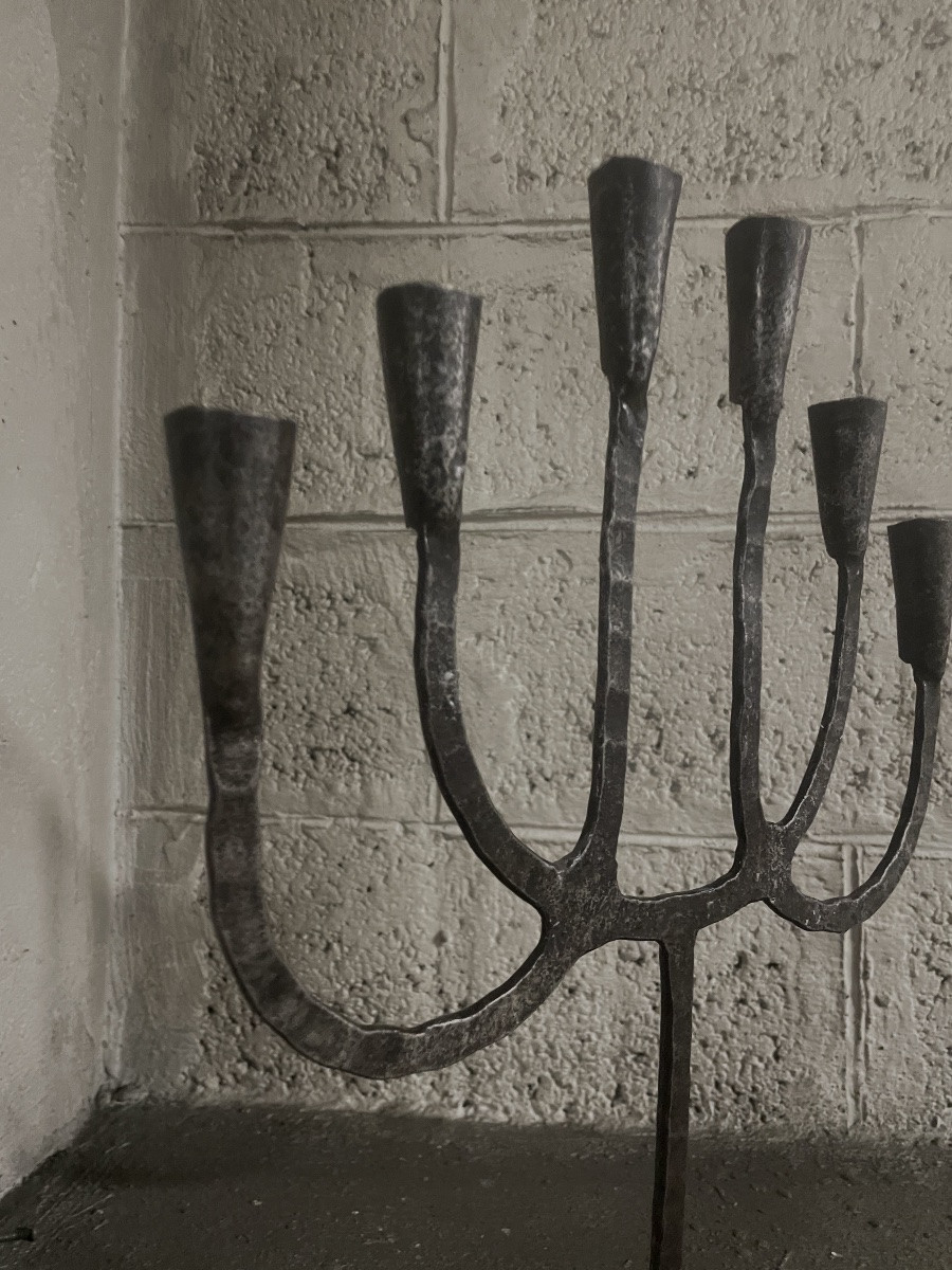 Large Brutalist 6-light Candlestick-photo-3