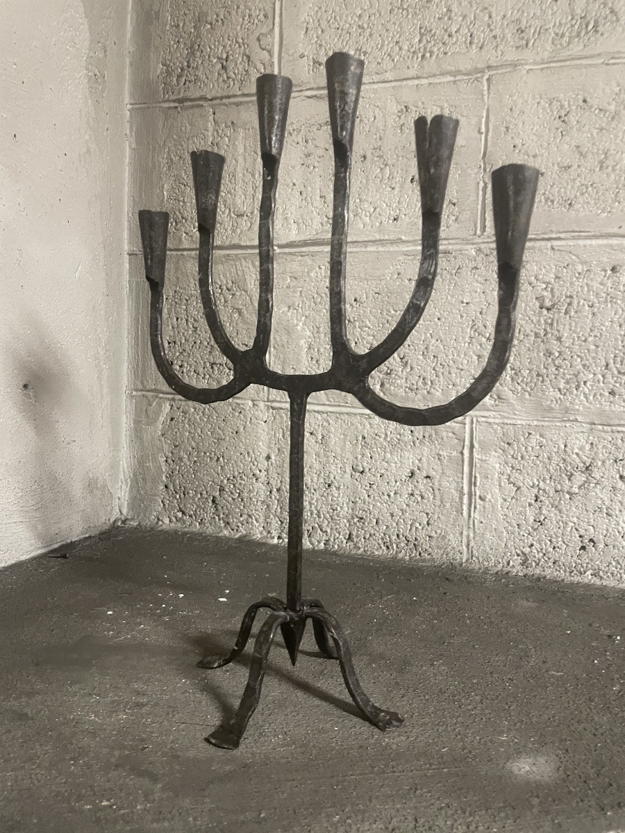Large Brutalist 6-light Candlestick-photo-4