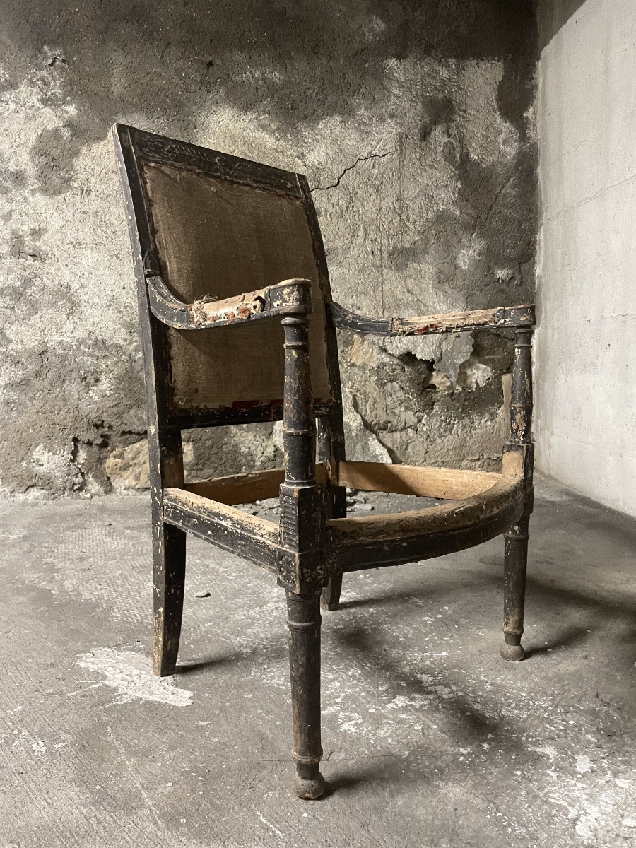 Fauteuil ancien époque directoire noir -photo-2