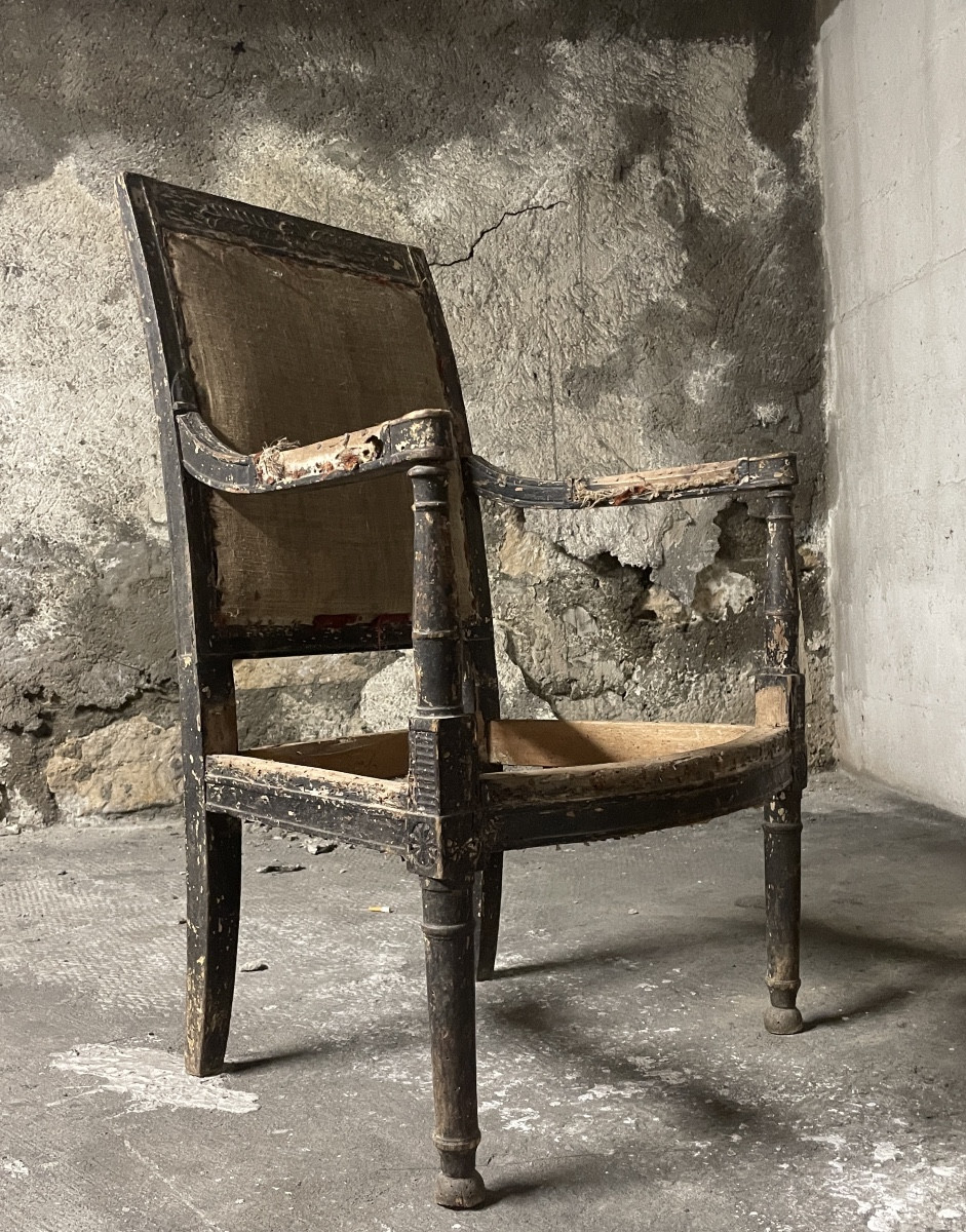 Fauteuil ancien époque directoire noir 