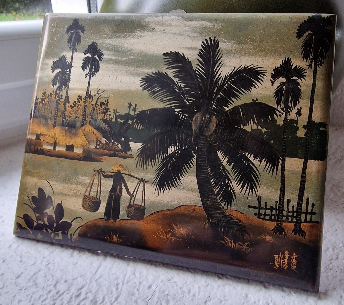 Lot Panels And Album In Vietnam Lacquer Signed Thanh Lê, Canh Am And Others-photo-1