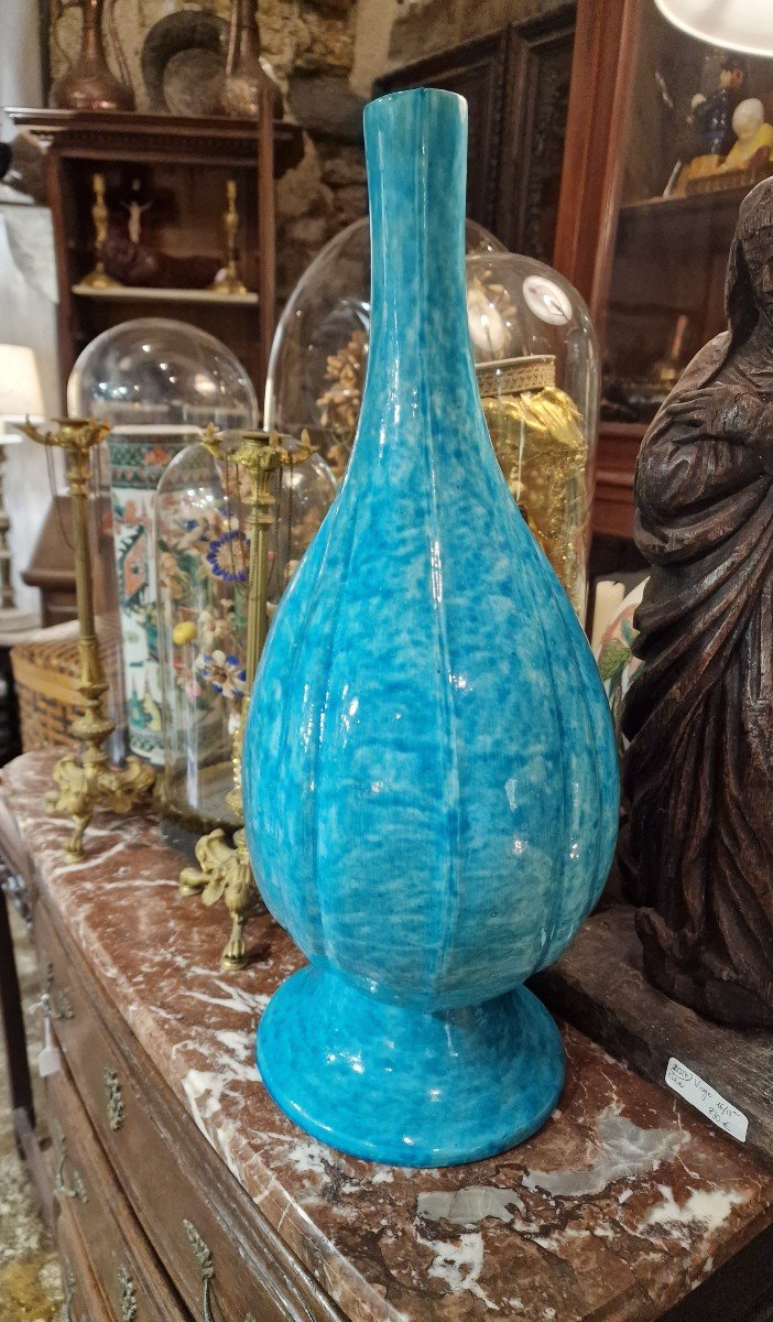 Grand Vase Porcelaine Style Perse Email Bleu Turquoise Samson -photo-3