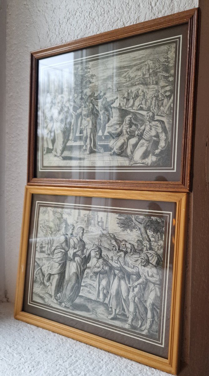 Pair Of Engravings 16th / 17th Christ With Miracles By Gérard Van Groeningen-photo-2