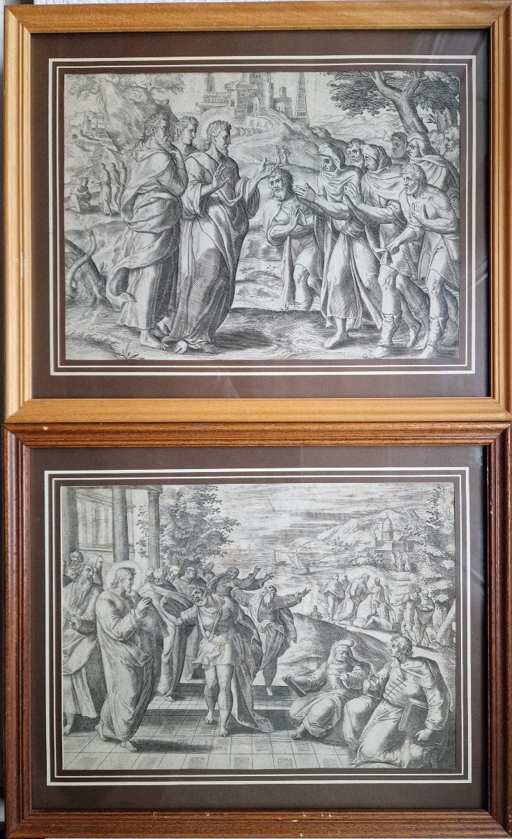 Paire De Gravures 16ème/17ème Le Christ Aux Miracles Par Gérard Van Groeningen