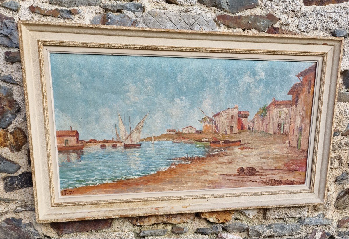 Large Painting Les Martigues Marseille Bouches Du Rhone By Ugo Fanfani-photo-2