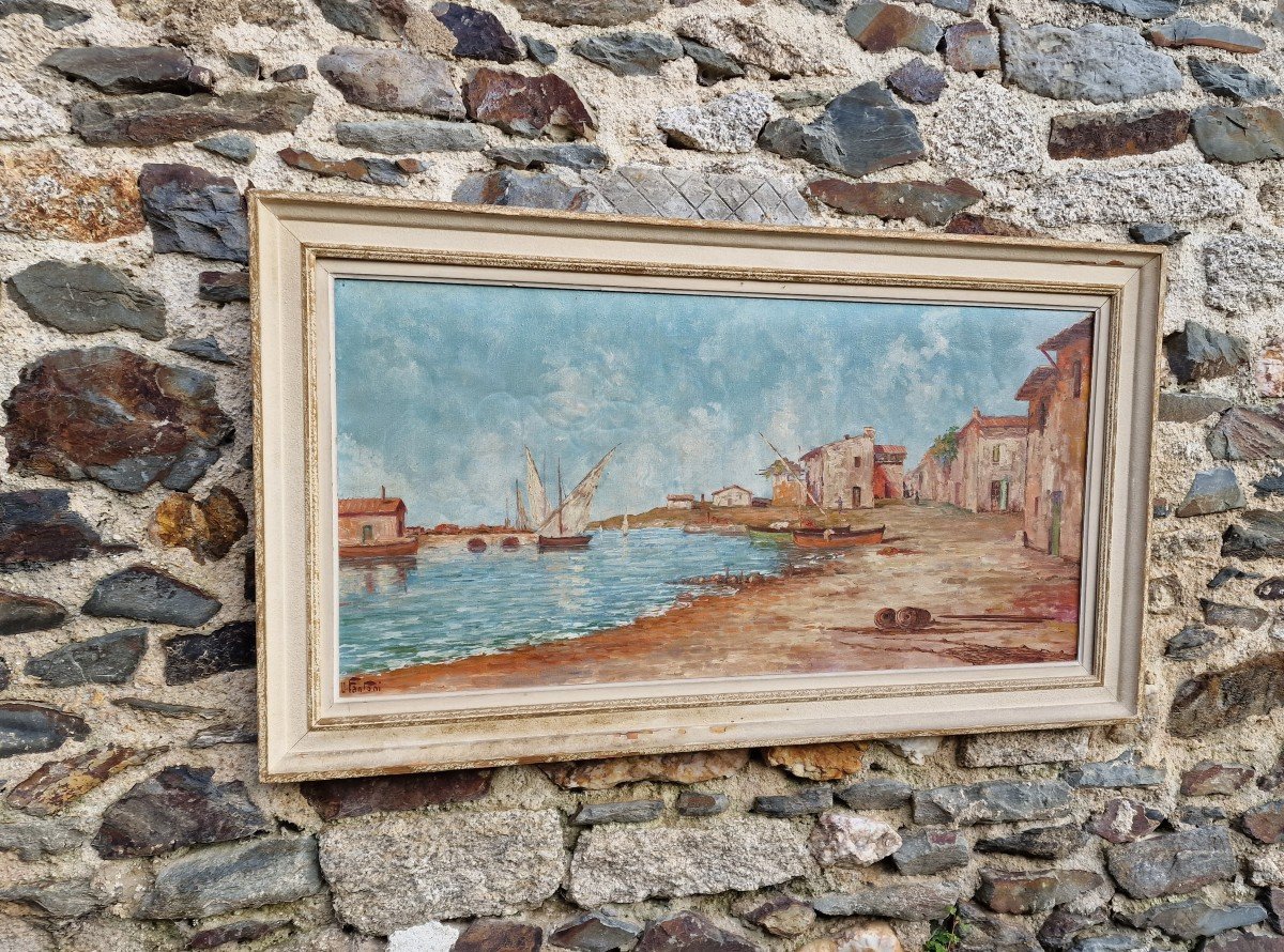 Large Painting Les Martigues Marseille Bouches Du Rhone By Ugo Fanfani-photo-3