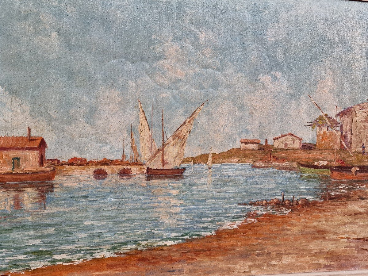 Large Painting Les Martigues Marseille Bouches Du Rhone By Ugo Fanfani-photo-4