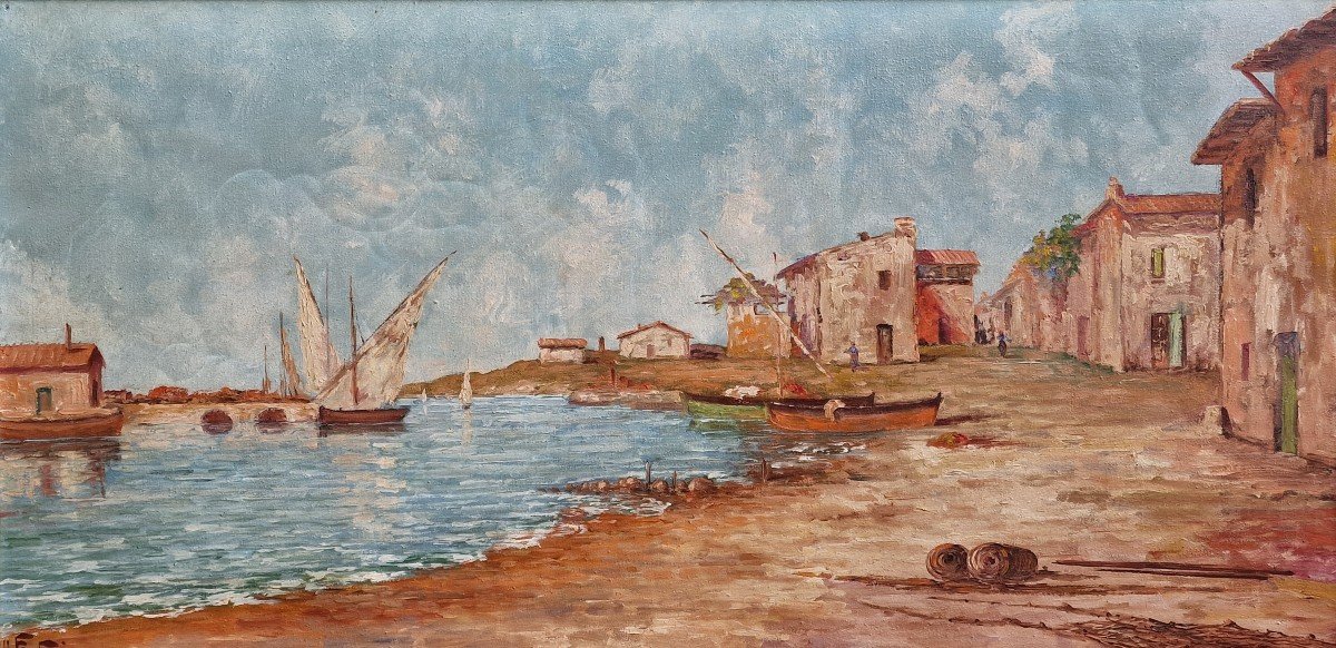 Large Painting Les Martigues Marseille Bouches Du Rhone By Ugo Fanfani