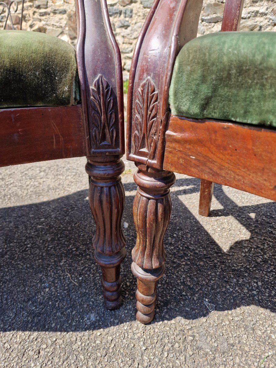 Series Of 3 Restoration Period Armchairs In Empire Mahogany To Restore-photo-5