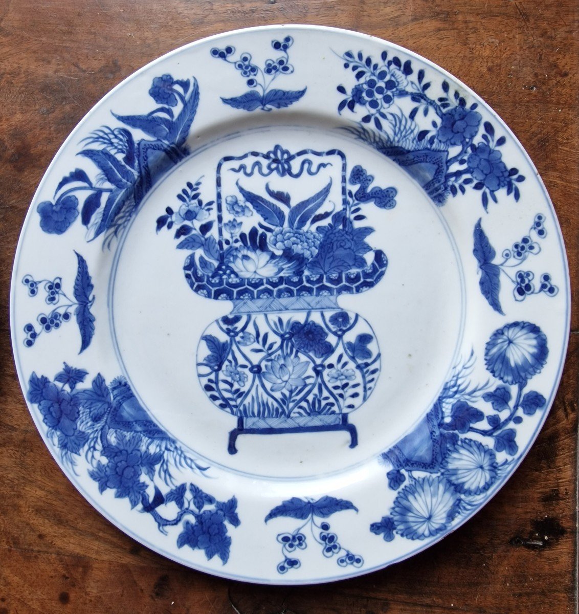 Pair Of Chinese Dinner Plates 18th Kangxi Period White Blue Qing Dynasty-photo-3