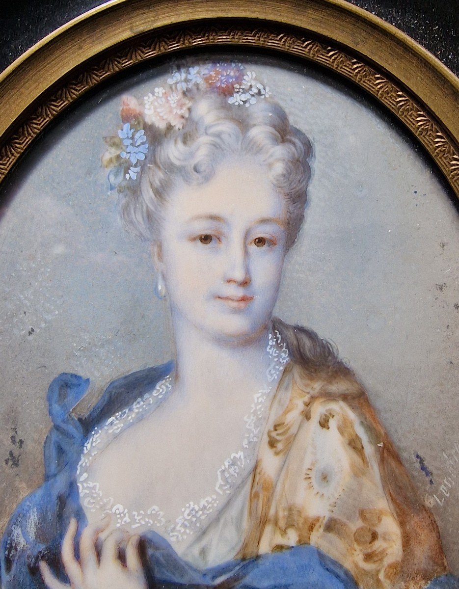 Miniature Portrait Of Young Woman From The 18th Century After Jean Baptiste Massé By Lenotre-photo-4