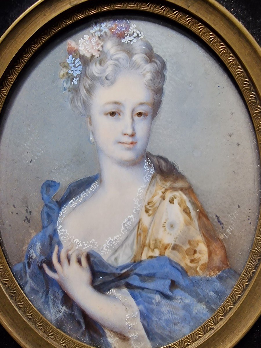 Miniature Portrait Of Young Woman From The 18th Century After Jean Baptiste Massé By Lenotre-photo-3