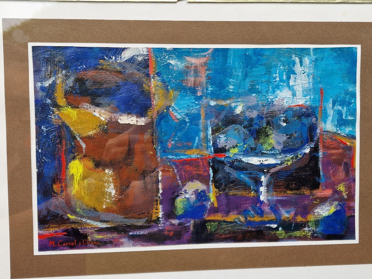 Tableau Huile Sur Papier De Mariano Corral Y Libano-photo-2