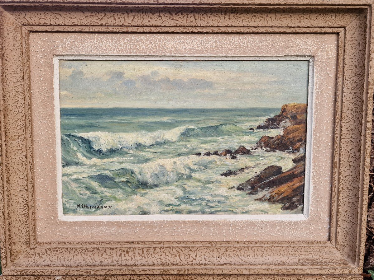 Paire De Tableaux Par Henri Ethevenaux Pointe De Beg An Aud St Pierre Quiberon Et Portivy-photo-4