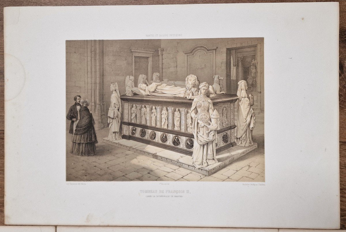 Lot Of 11 Engravings On Nantes Including The Cathedral, Saint Jacques Church And Tomb Of François 2-photo-1