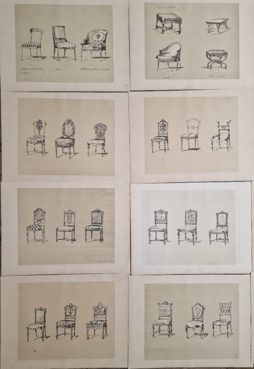 Lot Of 80 Engravings Prints Of Seats After Major French And European Collections-photo-4