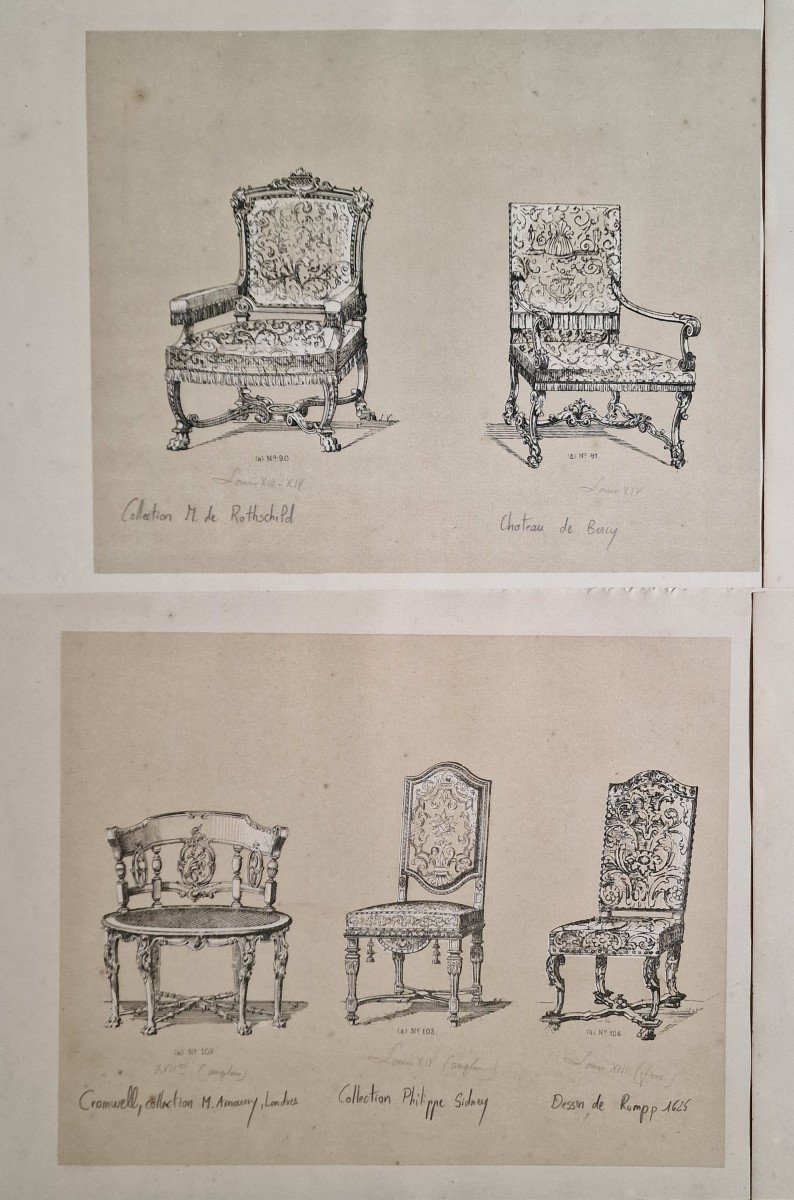 Lot Of 80 Engravings Prints Of Seats After Major French And European Collections-photo-2