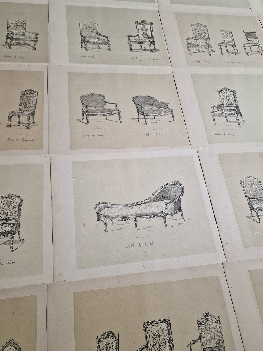 Lot Of 80 Engravings Prints Of Seats After Major French And European Collections-photo-3