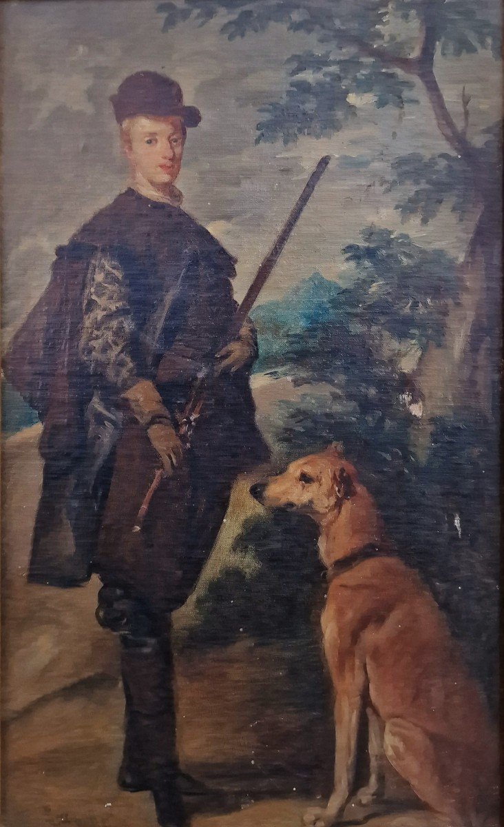 Painting By Charles Landelle Portrait As A Hunter Of Cardinal Ferdinand Of Austria Velasquez-photo-3