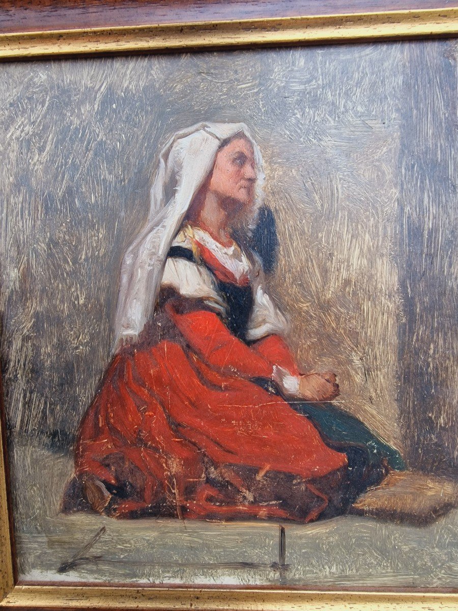 Tableau De Charles Landelle Femme Italienne Au Sol Style Orientaliste -photo-4