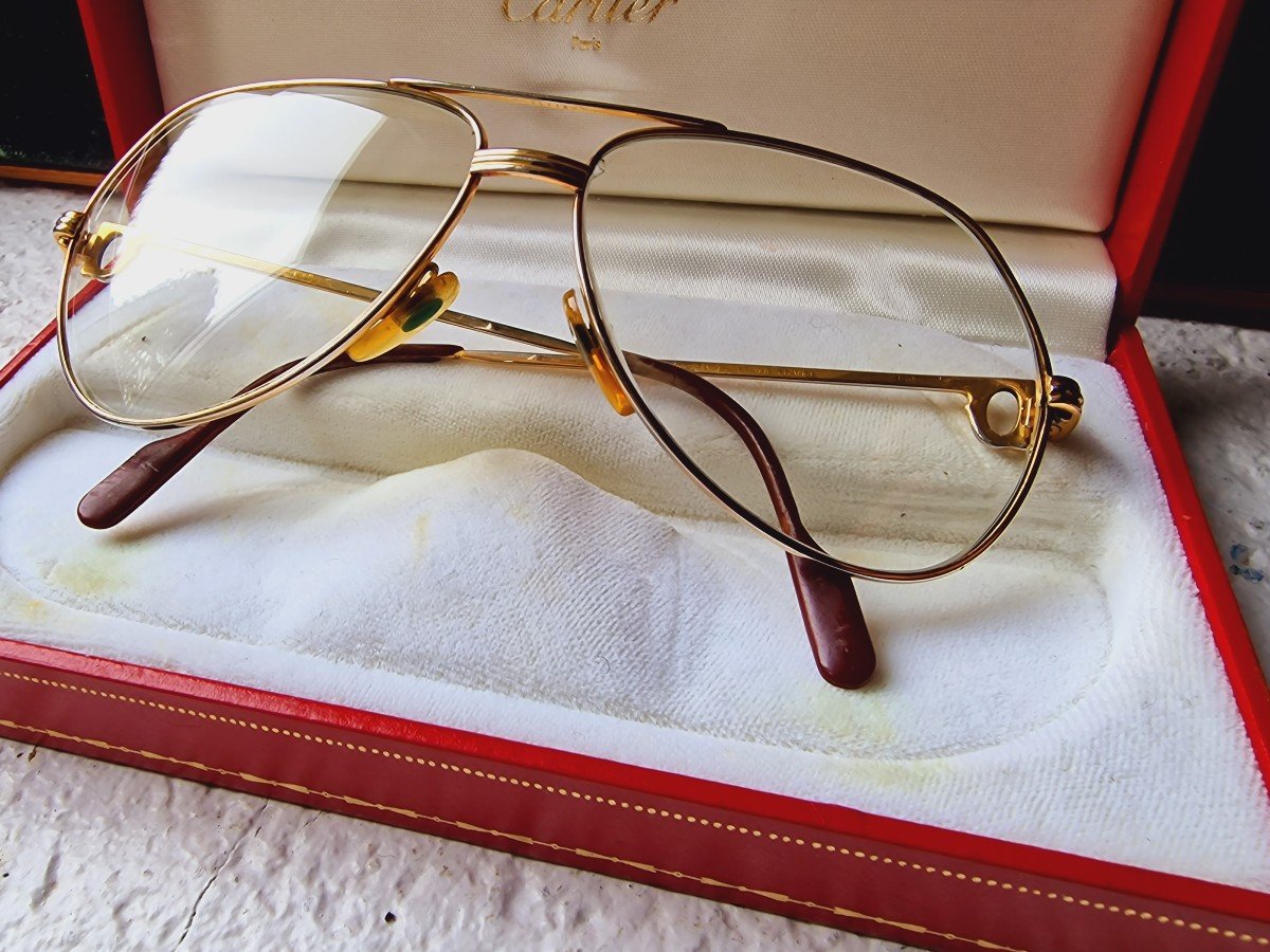 Aviator Type Glasses Must De Cartier Paris Gold Plated Model 5914 And Number 140 Vintage-photo-2