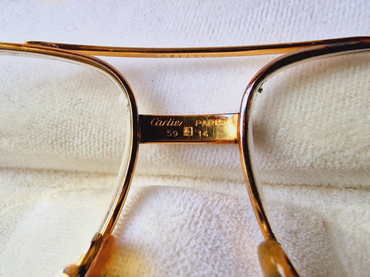 Aviator Type Glasses Must De Cartier Paris Gold Plated Model 5914 And Number 140 Vintage-photo-1