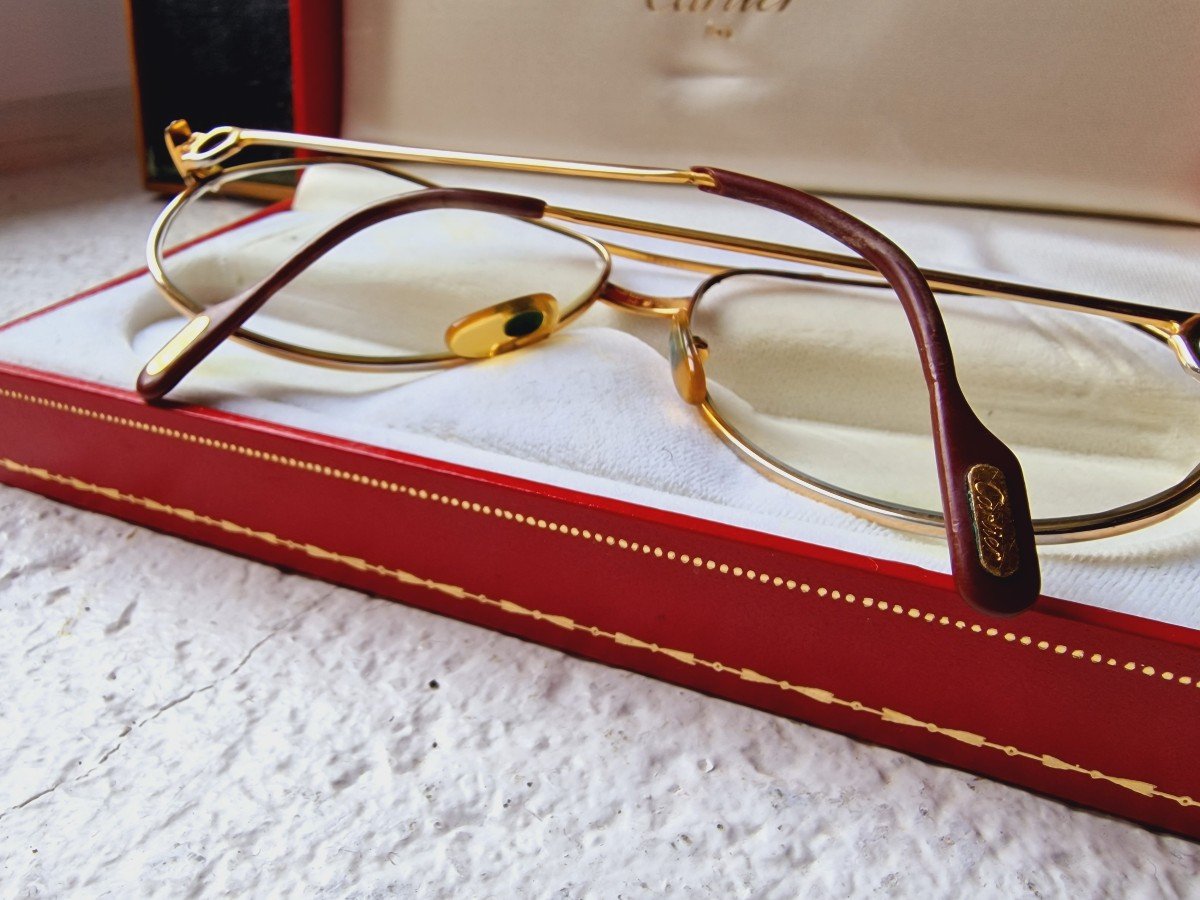 Aviator Type Glasses Must De Cartier Paris Gold Plated Model 5914 And Number 140 Vintage-photo-3